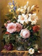 unknow artist Floral, beautiful classical still life of flowers.125 oil on canvas